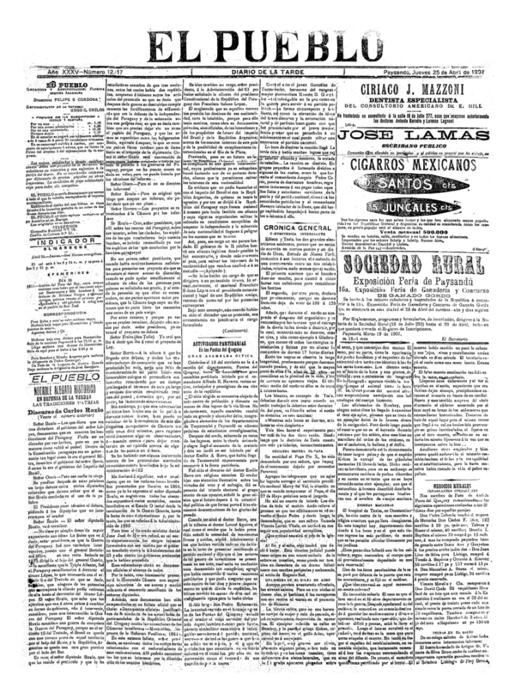 EL PUEBLO del 25/04/1907